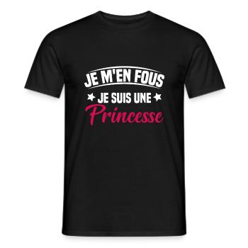 je m'en fou je suis une princesse - T-shirt homme - noir - Devant - AI Model Male 178 light (178cm)