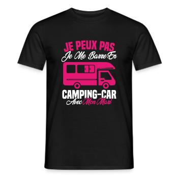 J'peux pas j'me barre en camping car avec mon mari - T-shirt homme - noir - Devant - AI Model Male 178 light (178cm)