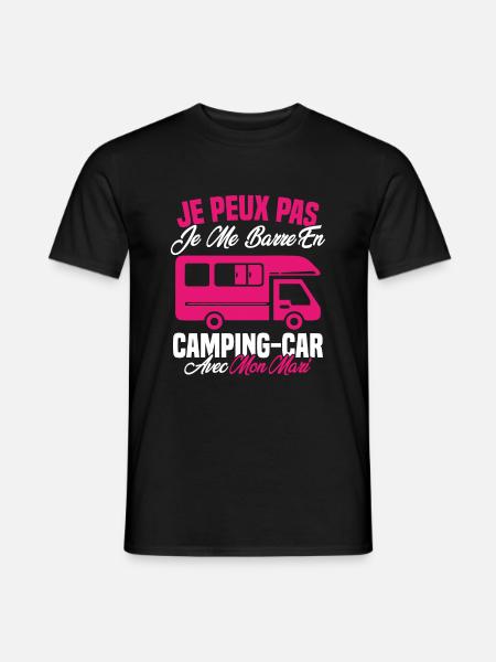J'peux pas j'me barre en camping car avec mon mari - T-shirt homme - noir
