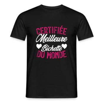 Certifiée meilleure bichette du monde - T-shirt homme - noir - Devant - AI Model Male 178 light (178cm)