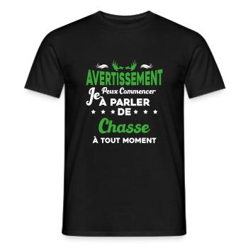 Parler de chasse à tout moment Humour chasseur - T-shirt homme - noir - Devant - AI Model Male 178 light (178cm)