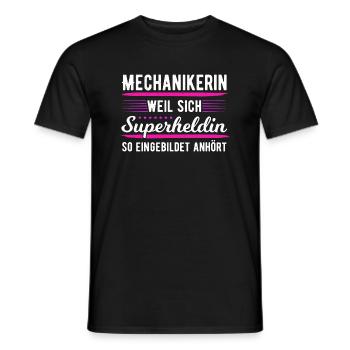 Mechanikerin Superheldin Schrauberin KFZ Werkstatt - Männer T-Shirt - Schwarz - Vorne - AI Model Male 178 light (178cm)