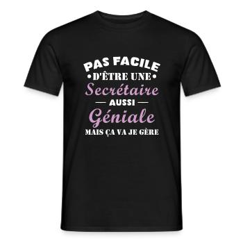 Secrétaire géniale cadeau drôle secrétaire - T-shirt homme - noir - Devant - AI Model Male 178 light (178cm)