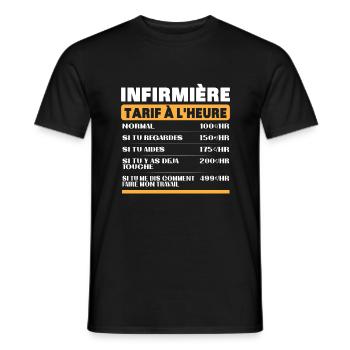 Infirmière Tarif à L'heure idée Cadeau Humour - T-shirt homme - noir - Devant - AI Model Male 178 light (178cm)