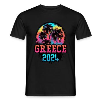 Grèce 2024 Équipe Palmiers Multicolores - T-shirt homme - noir - Devant - AI Model Male 178 light (178cm)