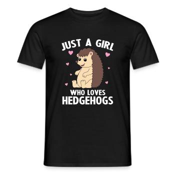 Just a girl who loves hedgehogs - Men's T-Shirt - black - Front - AI Model Male 178 light (178cm)