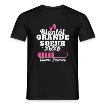 Bientôt grande soeur 2025 - T-shirt homme - noir - Devant - AI Model Male 178 light (178cm)