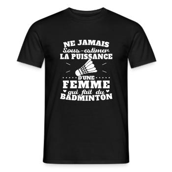 Die Kraft einer Frau, die Badminton spielt - Männer T-Shirt - Schwarz - Vorne - AI Model Male 178 light (178cm)