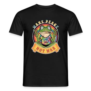 Make Peace Not War the Hippie Frog - Men's T-Shirt - black - Front - AI Model Male 178 light (178cm)