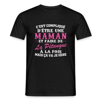 Maman et pétanque - T-shirt homme - noir - Devant - AI Model Male 178 light (178cm)