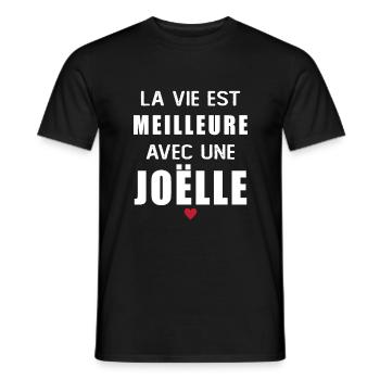 Humour Joëlle la vie est meilleure avec Joëlle - T-shirt homme - noir - Devant - AI Model Male 178 light (178cm)