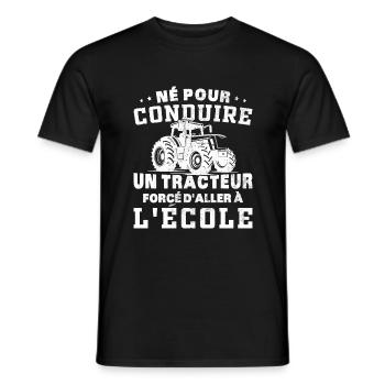 Born to drive a tractor forced to go to the eco - Men's T-Shirt - black - Front - AI Model Male 178 light (178cm)