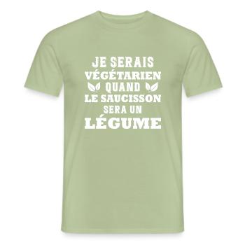 vegetarian vegan vegan - Men's T-Shirt - sage - Front - AI Model Male 178 light (178cm)