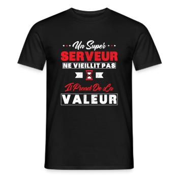 Un Super Serveur ne vieillit pas cadeau Serveur - T-shirt homme - noir - Devant - AI Model Male 178 light (178cm)