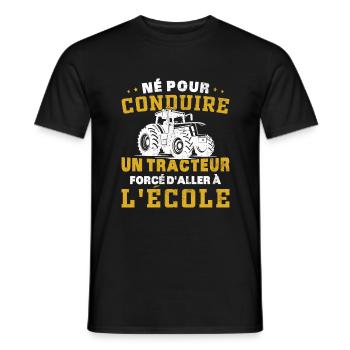 Born to drive a tractor forced to go to the eco - Men's T-Shirt - black - Front - AI Model Male 178 light (178cm)