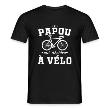 Papou qui déchire à Vélo Humour Cadeau Grand-père - T-shirt homme - noir - Devant - AI Model Male 178 light (178cm)