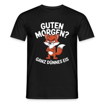 Good Morning - Very Thin Cream with Funny Animals - Men's T-Shirt - black - Front - AI Model Male 178 light (178cm)