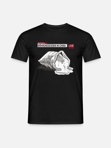 Währenddessen in China - Umgefallener Sack Reis - Männer T-Shirt - Schwarz