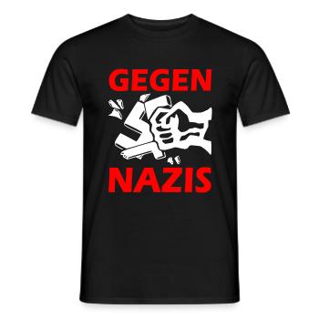 Against nazis fist - Men's T-Shirt - black - Front - AI Model Male 178 light (178cm)
