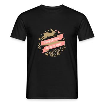 Happy Easter Frohe Ostern Follow The Rabbit - Men's T-Shirt - black - Front - AI Model Male 178 light (178cm)