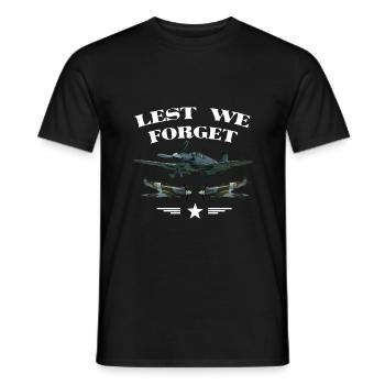 Read We Forget Spitfire British Legion Veteran - Men's T-Shirt - black - Front - AI Model Male 178 light (178cm)