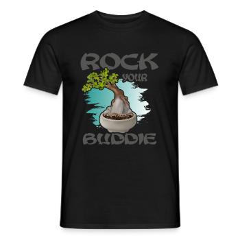 BONSAI-Baum auf dem Stein Yamadori Bonsaimeister - Männer T-Shirt - Schwarz - Vorne - AI Model Male 178 light (178cm)
