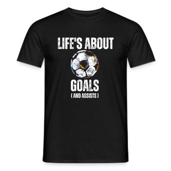 Life's About Goals And Assists Funny Soccer - Männer T-Shirt - Schwarz - Vorne - AI Model Male 178 light (178cm)