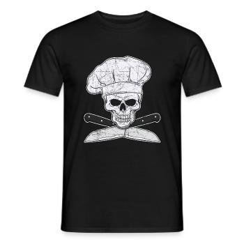 Grilling chef cook chef skull knife gift - Men's T-Shirt - black - Front - AI Model Male 178 light (178cm)