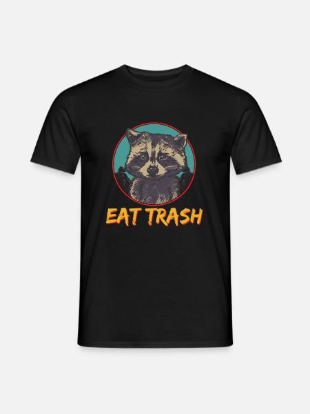 Cadeau drôle de poubelle de raton laveur - T-shirt homme - noir