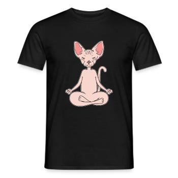 Cadeau de gymnastique yoga pour chat et chat Sphynx - T-shirt homme - noir - Devant - AI Model Male 178 light (178cm)