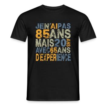 je n'ai pas 85 ans, anniversaire 85 ans - T-shirt homme - noir - Devant - AI Model Male 178 light (178cm)