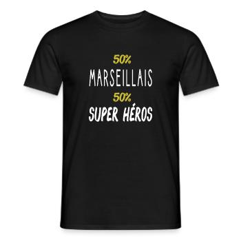 Super héros idée cadeau marseillais - T-shirt homme - noir - Devant - AI Model Male 178 light (178cm)