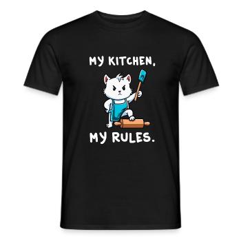 Cat My Kitchen My Rules Bake Gift - Men's T-Shirt - black - Front - AI Model Male 178 light (178cm)