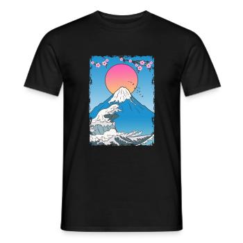 Fujiyama Berg Japan Manga Lotus - Männer T-Shirt - Schwarz - Vorne - AI Model Male 178 light (178cm)