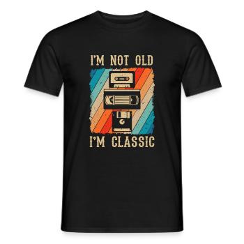 Pas vieux, mais classique disquette de vidéo musicale - T-shirt homme - noir - Devant - AI Model Male 178 light (178cm)
