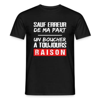 Boucher cadeau drôle humour boucherie charcutier - T-shirt homme - noir - Devant - AI Model Male 178 light (178cm)
