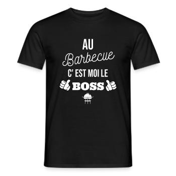 T shirt barbecue "le boss" humour barbecue cadeau. - T-shirt homme - noir - Devant - AI Model Male 178 light (178cm)