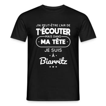Dans ma tête je suis à Biarritz - T-shirt homme - noir - Devant - AI Model Male 178 light (178cm)