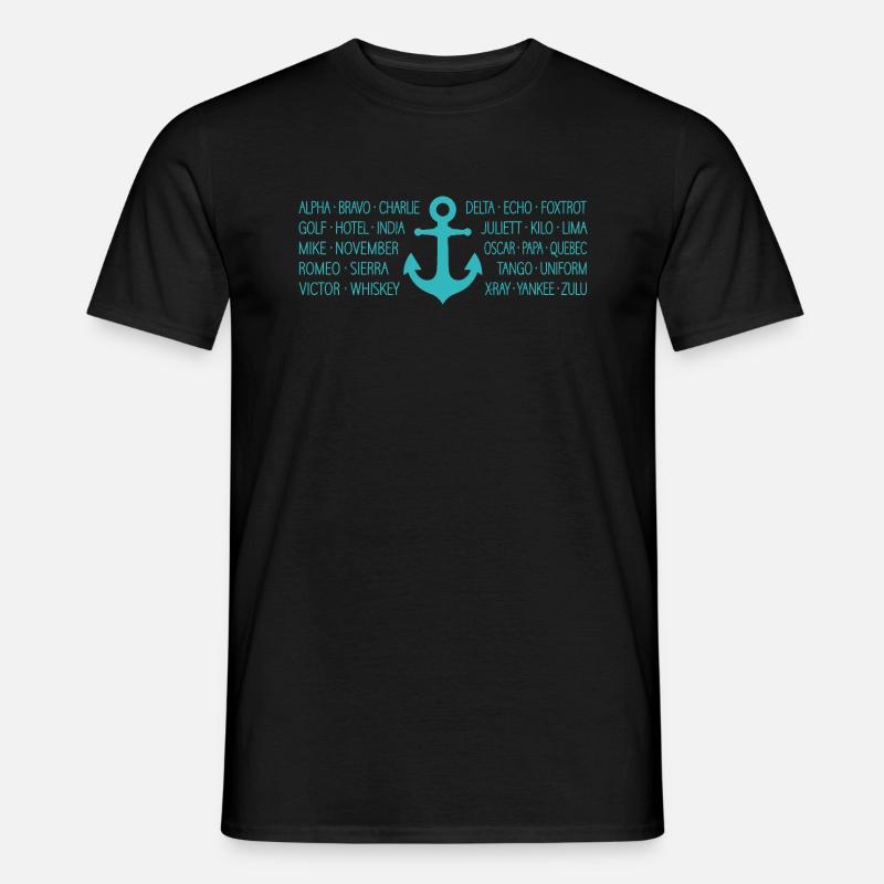 NATO-Alphabet Seefunk mit Anker türkis - Männer T-Shirt - Schwarz