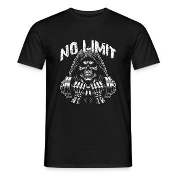 Crâne de musculation No Limit Workout avec haltère - T-shirt homme - noir - Devant - AI Model Male 178 light (178cm)