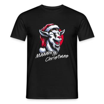 Drôle de chèvre de Noël avec chapeau de Père Noël - T-shirt homme - noir - Devant - AI Model Male 178 light (178cm)