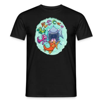 Les gros poissons mangent les petits et vice-versa - T-shirt homme - noir - Devant - AI Model Male 178 light (178cm)