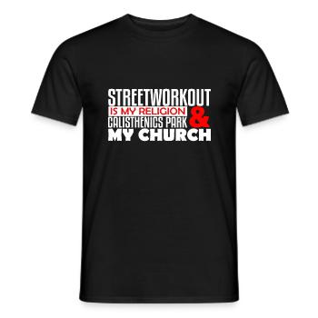 Streetworkout Religion & Calisthenics Park Church - Männer T-Shirt - Schwarz - Vorne - AI Model Male 178 light (178cm)