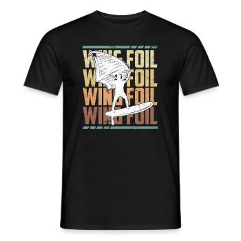 Wing Foil Wing Surf Saying Logo Lettering - Men's T-Shirt - black - Front - AI Model Male 178 light (178cm)