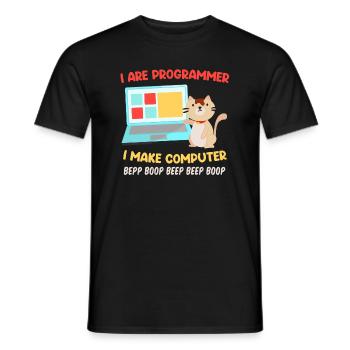 Programmierer Katzen Spruch Witz I are Programmer - Männer T-Shirt - Schwarz - Vorne - AI Model Male 178 light (178cm)