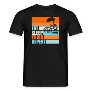 Railwaymen Vintage Men Gift Eat Sleep - Men's T-Shirt - black - Front - AI Model Male 178 light (178cm)