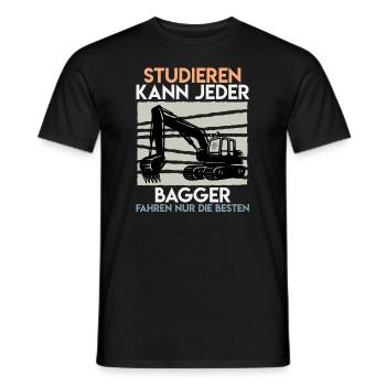 Baggerfahrer Spruch Studieren kann jeder Bagger - Männer T-Shirt - Schwarz - Vorne - AI Model Male 178 light (178cm)