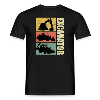 Road builder excavator driver excavator Retro Vintage - Men's T-Shirt - black - Front - AI Model Male 178 light (178cm)