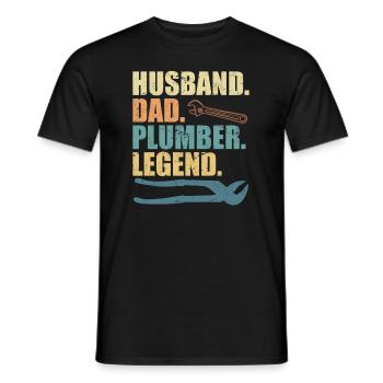 Husband father plumber legend plant mechanic - Men's T-Shirt - black - Front - AI Model Male 178 light (178cm)