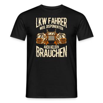 LKW-Fahrer weil Disponenten auch Helden brauchen - Männer T-Shirt - Schwarz - Vorne - AI Model Male 178 light (178cm)